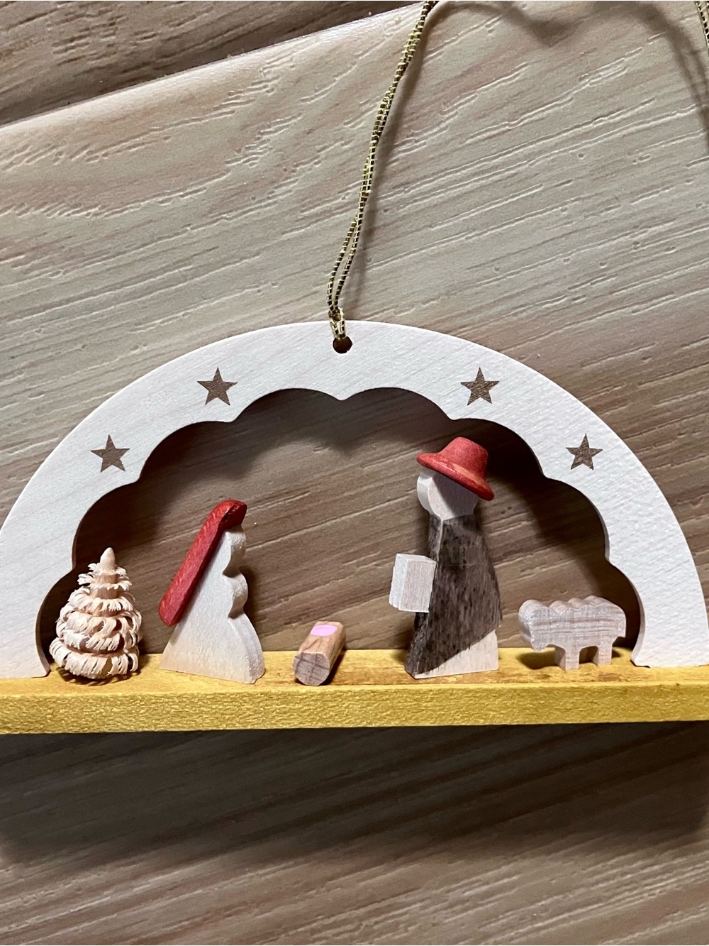 Richard Glasser Handcrafted Wooden Nativity Arch Ornament